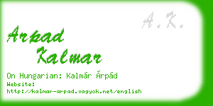 arpad kalmar business card